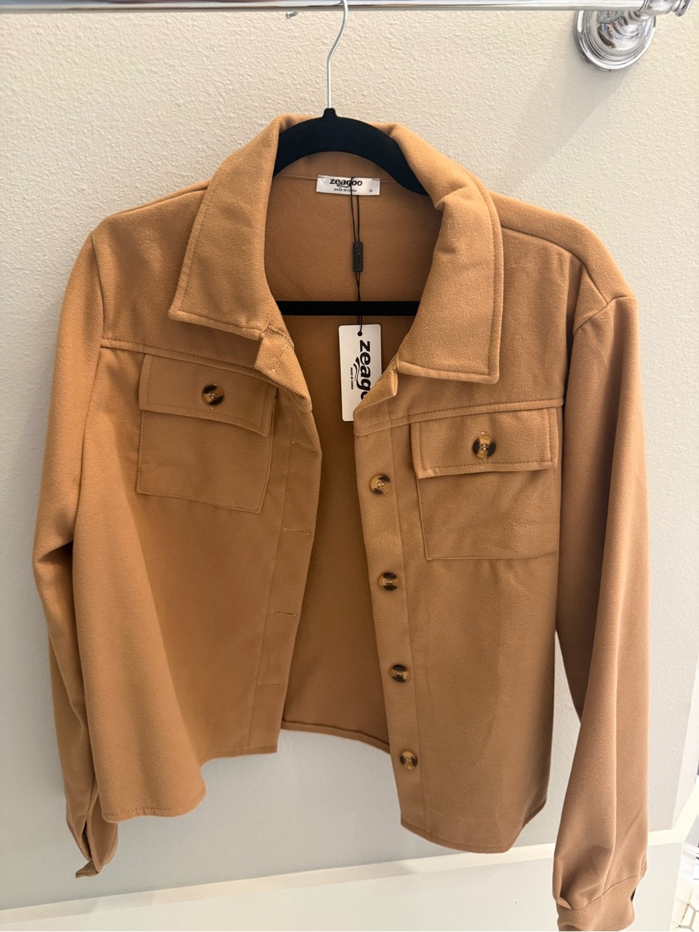 zeagoo Camel-Color Button Front Jean Jacket